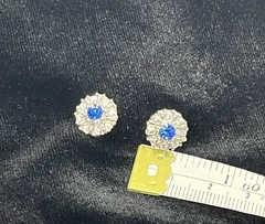 Jacqueline Kennedy JBK Simulated Sapphire & Rhinestone Stud Earrings Silvertone