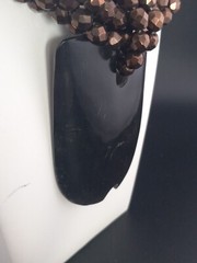 RARE Anthony Alexander Runway Couture Bronzetone MASSIVE Black Lucite Necklace