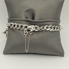Vintage 70’s Sterling Silver 7″ Variety Charm Bracelet Double Link Safety Chain