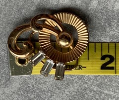 Van Dell ART DECO NOUVEAU 12K GF Brooch/Pendant Goldtone Rhinestones Numbered