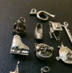 Victorian Silver Plate Charm Set