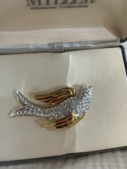 Designer NOLAN MILLER Bird Brooch Pavé Crystals Rhinestones Glamour Collection