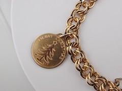 1969 Elco Charm Bracelet Gold Filled Mid Century Modern 3 Charms Christmas Tree