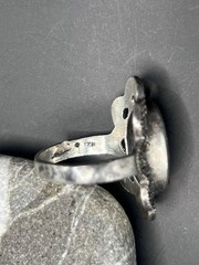 Vintage USSR 925 Silver Ring Black Stone Jewelry Size 7