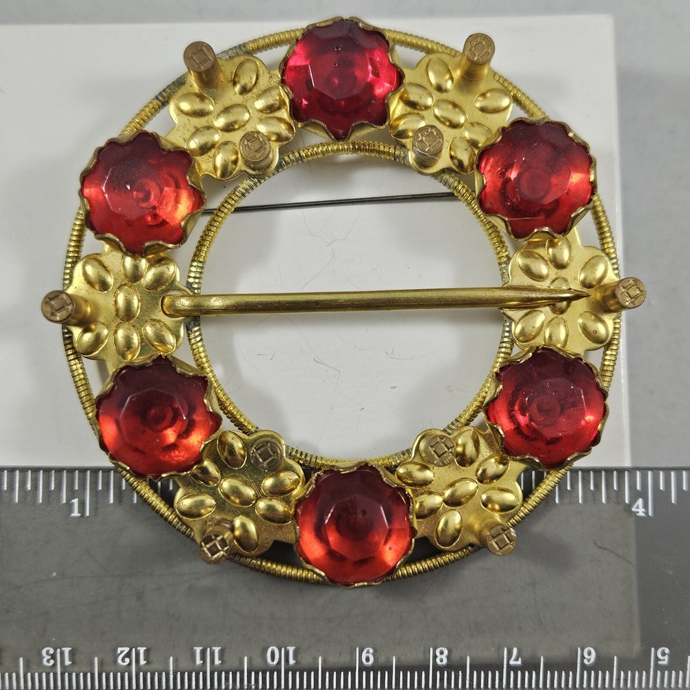 Big Latvia Brooch Sakta Tautas Terps Latvija Dress Red Stones Medieval Viking