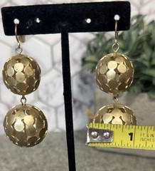 VTG Double Orb Brushed gold-tone drop earrings Chunky