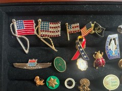 Mixed Lot of 30+ Push Back Lapel Pins Mixed Pins Vintage Flag Mother Of Pearl