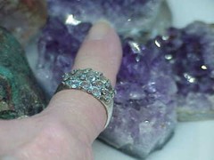 QVC 18k Gold Clad Sterling Dome 16 Aqua Ring DBJ 4.00ct Size 9.5 Vintg 5.5Gr