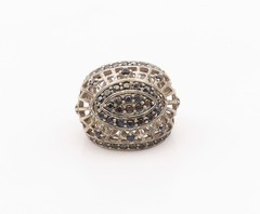 925 Sterling Silver Vintage Ring Classic Sapphire Openwork Band Sz 8 RG36391