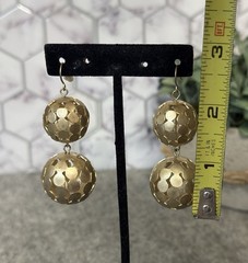 VTG Double Orb Brushed gold-tone drop earrings Chunky