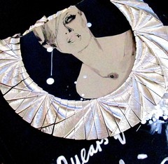 VTG RUNWAY UNSGND LES BERNARD EGYPTIAN SILVER TEXTURED COLLAR NECKLACE EXC