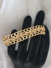 1950s Rhythm Bracelet Gold Filled Ornate 5/8″ Twisted Rope Oval Link 7.5″