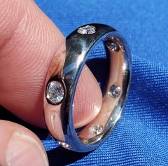 Original EARTH MINED DIAMOND 14K GOLD Deco Band Eternity Anniversary Ring S 10.5