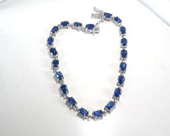 D’Joy Sterling Silver 925 Natural Blue Kyanite Tennis Line Bracelet Fits 8″