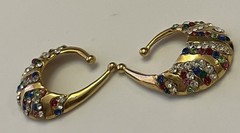 Vtg Idemaria IIQuartorecchino Signed Swarovski Crystal Glamour Ear Cuff Earrings