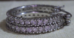 GM sterling silver 925 hoop with crystal CZs? earrings clear stones 24mm