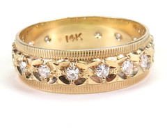 Antique 1920’s Diamond Eternity Wedding Band 14KY Ring Sz 6 UK-L1/2 6MM EGL USA