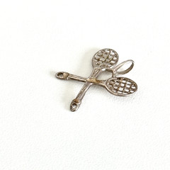 Vintage 925 Sterling Silver Tennis Racket Sports Themed Charm Pendant