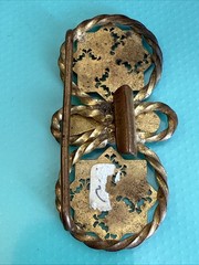 Antique French Brass Enamel Belt Buckle 2.75 “. Art Deco