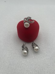 Vintage Sterling Silver 925 Earrings And Ring Set . Made In Russia Natural Pears