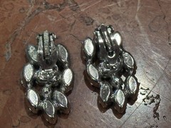B. DAVID BLUE AURORA BOREALIS NAVETTE EMERALD CUT RHINESTONE CLIP ON EARRINGS EU