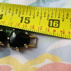 Vintage Black Acrylic Beaded Relaxed Choker Necklace Gold Tone Foldover Clasp