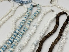 Vintage Y2K 90s Puka Shell Heishi Necklace Lot (10) Surfer Hawaiian Summer Beach