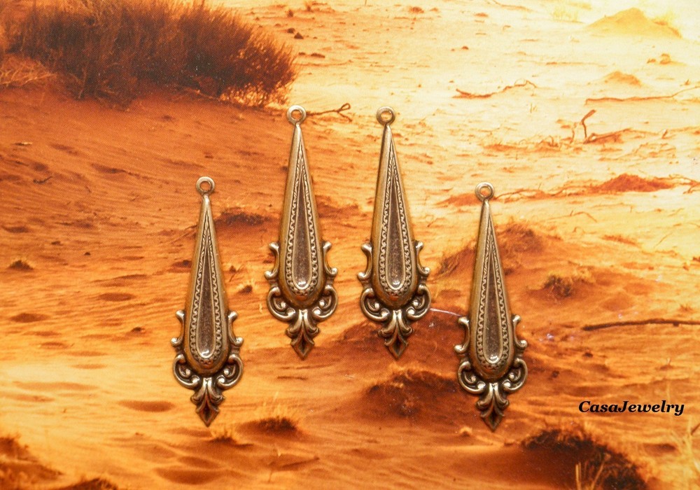 #0505 ANTIQUED GOLD TEARDROP W/TOP HANG RING – 4 Pcs