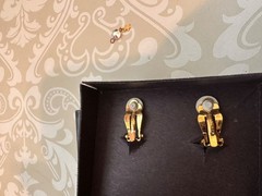 Vintage Kirks Folly Celestial Clip Earrings Goldtone Sun Stars Iridescent Beads