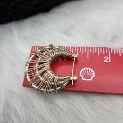 Vintage Silver T Wire Wrapped 1.25″ Pierced Hoop Earrings
