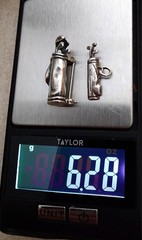 VINTAGE-COLLECTIBLE 3-D STERLING SLV GOLF BAG & CLUBS, PENDANT/CHARM, SIGNED 925