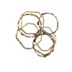 Bundle Bohemian Jewels Brass Bangle Bracelet Gold Tone Multi Color Elegant