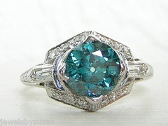 1.65ct OLD EUROPEAN CUT BLUE DIAMOND SOLITAIRE ring PLATINUM NATURAL DIAMONDS