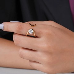1.00Ct Round Cut Lab Created Diamond 14K Yellow Gold FN Engagement Wedding Ring