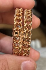 Vintage Signed Graziano Chainlink Post Earrings Rose? Gold Tone Large 2”