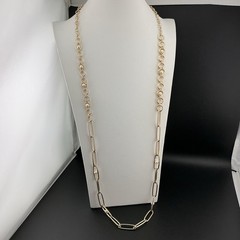 Vtg NineWest Necklace GoldT Paperclip & Round Link Chains Faux Pearls NWT 38-41”