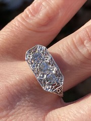 East West Stack Art Deco Ring 2.0 Ct Lab Created Diamond 14k White Gold Plated