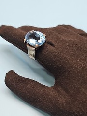 STERLING SILVER LARGE LONDON BLUE TOPAZ Oval Brilliant Cut 925 Ring size 9 (OK)