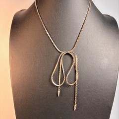 Vintage Napier Necklace Silver Tone Bow Herringbone Chain 90s Statement