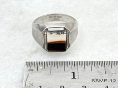 Antique Sterling Silver Banded Dendritic Agate 1920-30’s Art Deco Sz 11.25