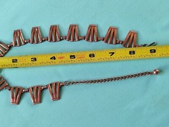 Vintage Unsigned Renoir Necklace Geometric Solid Copper Art Deco Style