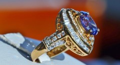 Gold over 925 silver sz 5 ring 4.89ct lab created tanzanite cubic zirconia 5.9g