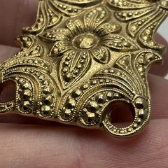 1928 Gold Tone Filigree Rectangular Brooch Pin 1.25 in Vintage Marcasite Look