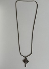 VTG Sterling Silver Celtic Cross Pendant Endless Over The Head Curb Chain 20.5g