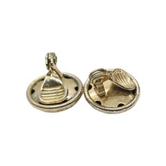 Flower Clip on Earring Gold Tone Dome Floral Embossed Vintage .75 in