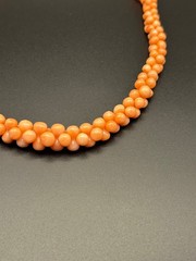 Vintage Heavy Chunky Orange Coral Bead Necklace 16” 10K Gold Clasp 41g Estate