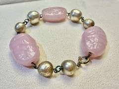 Vintage Miriam Haskell Pink Glass Bracelet Mid Century Glass Book Reference