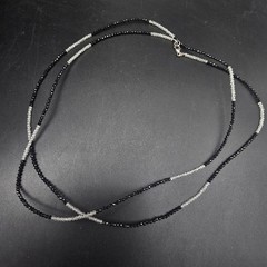 JTV Black Spinel White Topaz Necklace Rhodium Sterling Dainty India Jewelry