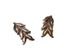 Vintage Renoir Copper Leaves Clip On Earrings