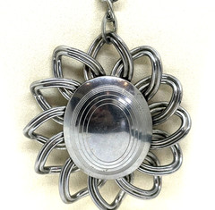 Vintage Retro Mod Flower Statement Necklace 1960’s Silver Toned
